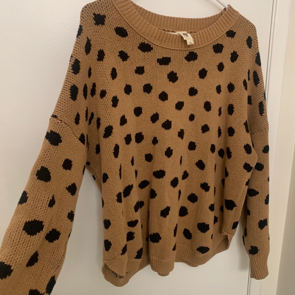 Flawless Brown Polka Dot Sweater, Adorable, Cozy